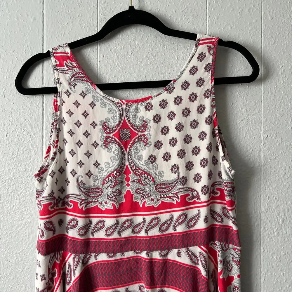 Umgee Womens Tank Dress Large Handkerchief Hem Paisley Floral Cottagecore Boho - Picture 8 of 14